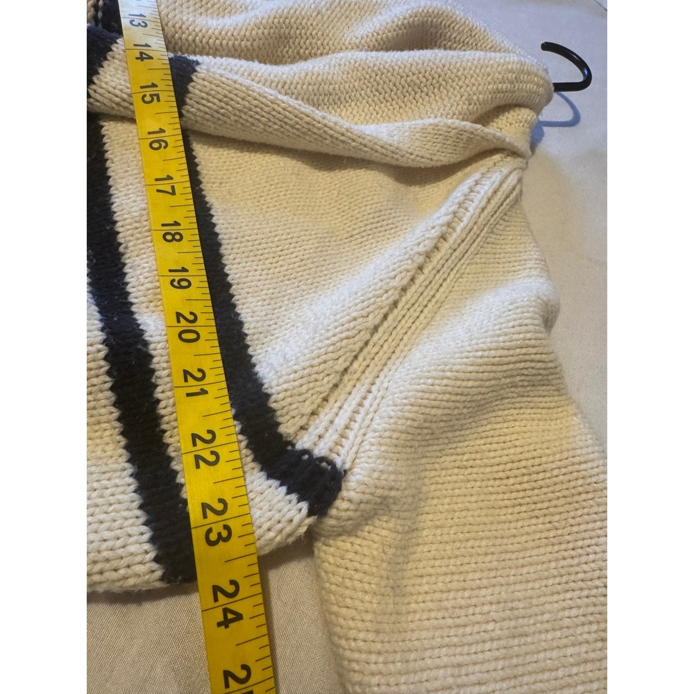J. Crew W SML Stripe Shawl Collar Cardigan Sweater Cream Navy Cotton wool Blend - Picture 5 of 9